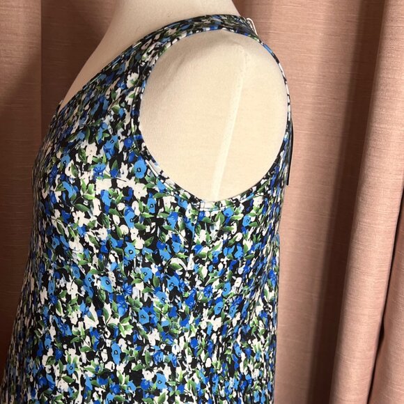 NWT Qeefan Women S Sleeveless Floral A-Line Dress Blue Green Loose Vacation - Picture 5 of 16